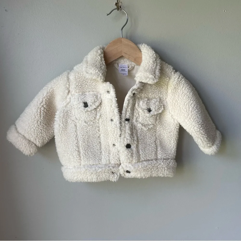 Carter's Cream‎ Sherpa Jean Jacket bomber jacket size 6M